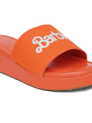 Barbie Orange Flatform Slide Sandals - Hasten Fashion