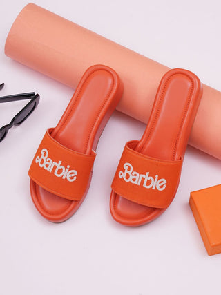 Barbie Orange Flatform Slide Sandals - Hasten Fashion