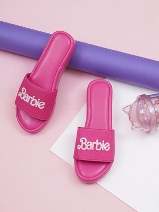 Barbie Pink Flatform Slide Sandals - Hasten Fashion