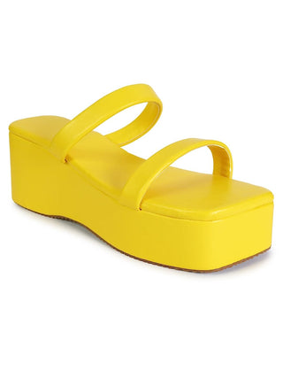 City Girl Yellow Platform Heels - Hasten Fashion