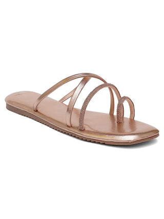 Copper Padded Flats Sandals - Hasten Fashion