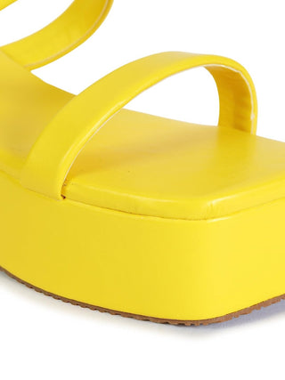 Double Strap Slide Chunky Platform Sandals - Hasten Fashion