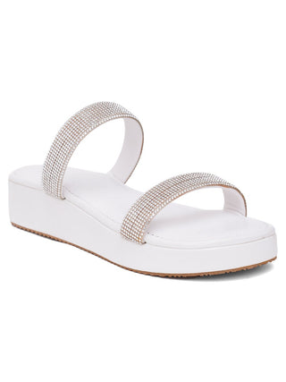 Glitter Double Strap Flatform Sandals - Hasten Fashion