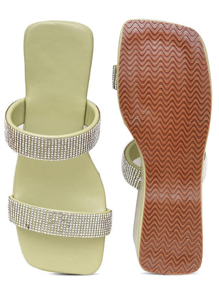 Glitter Double Strap Platform Sandals - Hasten Fashion