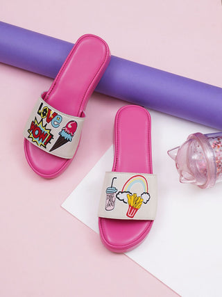 Love Wow Flatform Slide Sandals - Hasten Fashion