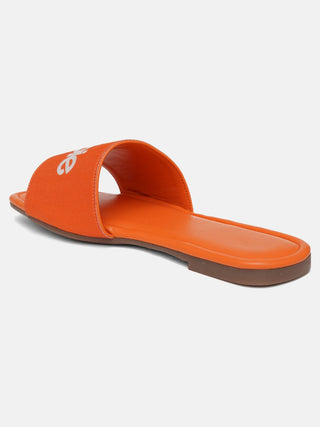 Orange Barbie Trendy Flats Slide Sandals - Hasten Fashion