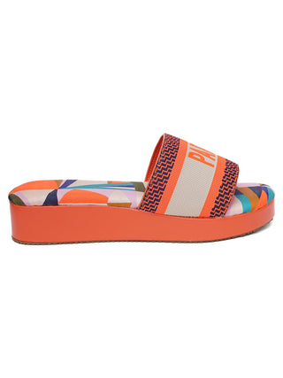 Orange Flatform Slide Sandals - Hasten Fashion