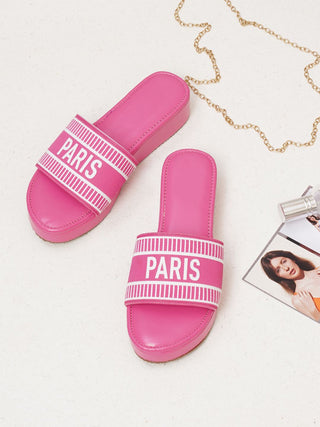 Paris Flatform Slide Sandals - Hasten Fashion