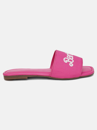 Pink Barbie Trendy Flats Slide Sandals - Hasten Fashion