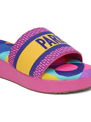Pink Flatform Slide Sandals - Hasten Fashion