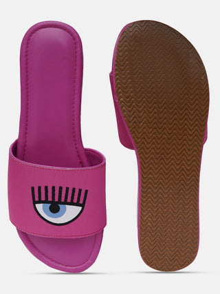 Pink Flatform Slide Sandals - Hasten Fashion