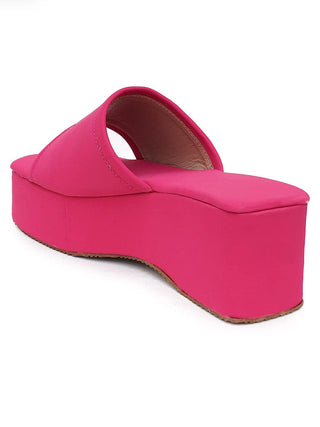 Retro Style Candy Pink Platform Heels - Hasten Fashion
