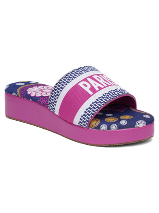 Purple Flatform Slide Sandals - Hasten Fashion